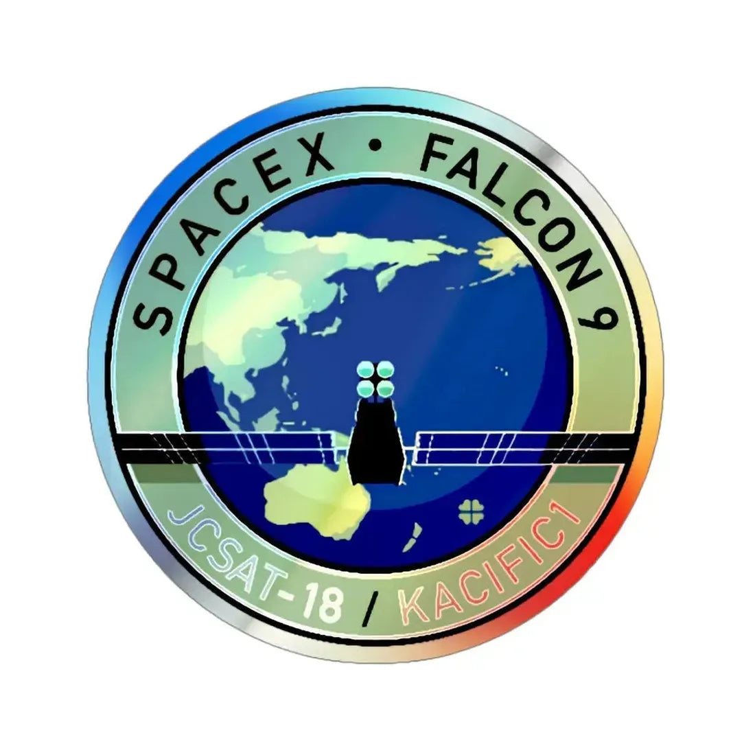 JCSAT-18 (SpaceX) Holographic STICKER Die-Cut Vinyl Decal 4 Inch Holographic - The Sticker Space