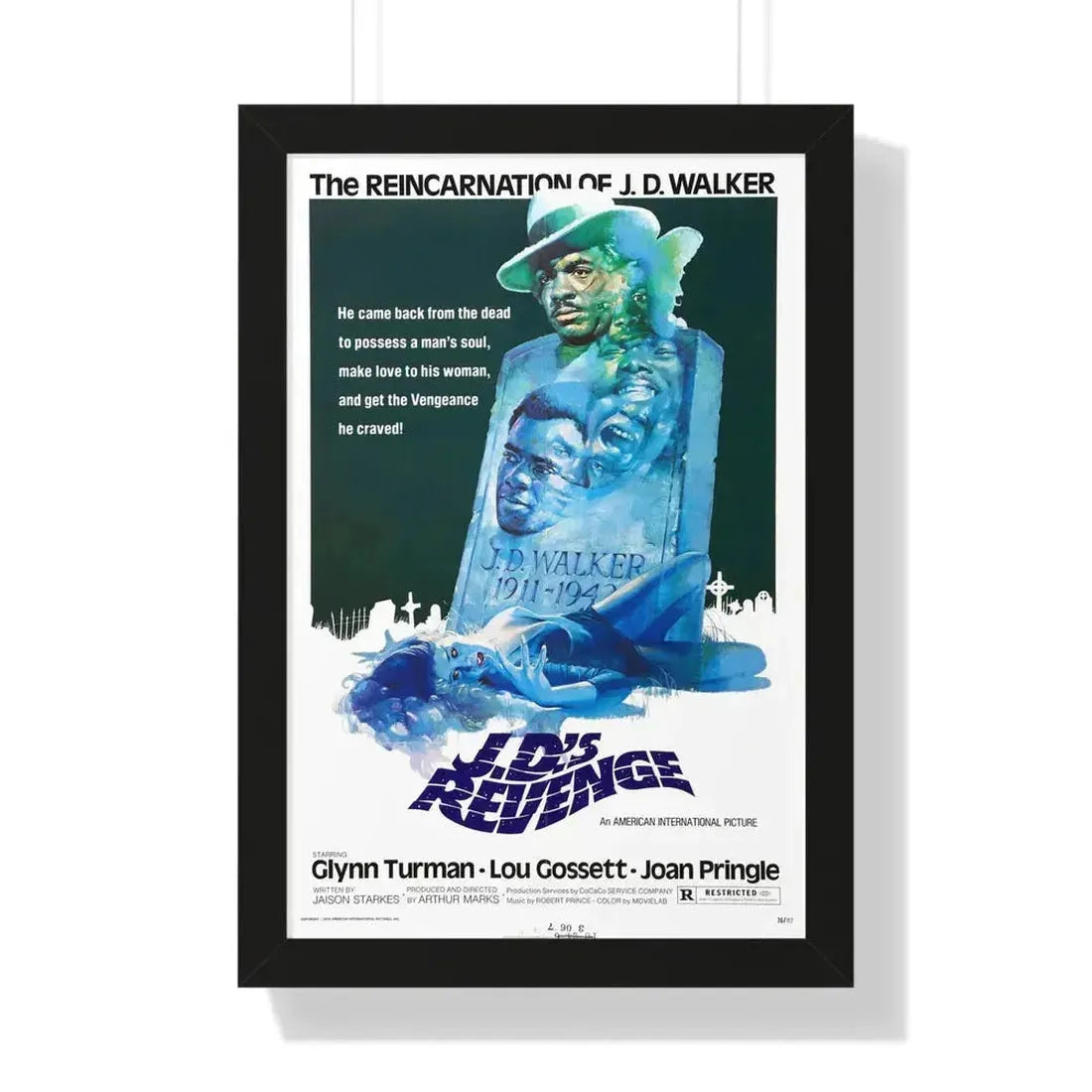 J.D.'S REVENGE 1976 - Framed Movie Poster 16″ x 24″ Black - The Sticker Space