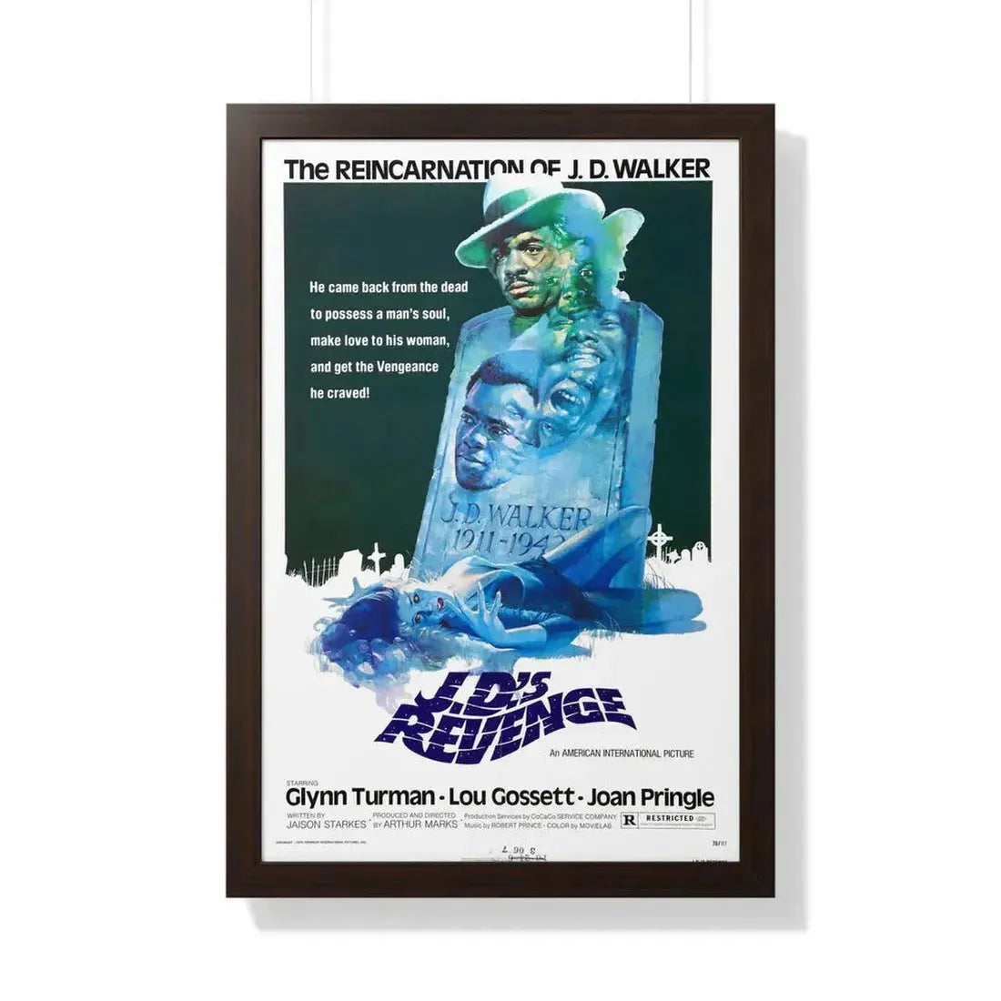 J.D.'S REVENGE 1976 - Framed Movie Poster 20" x 30" Walnut - The Sticker Space