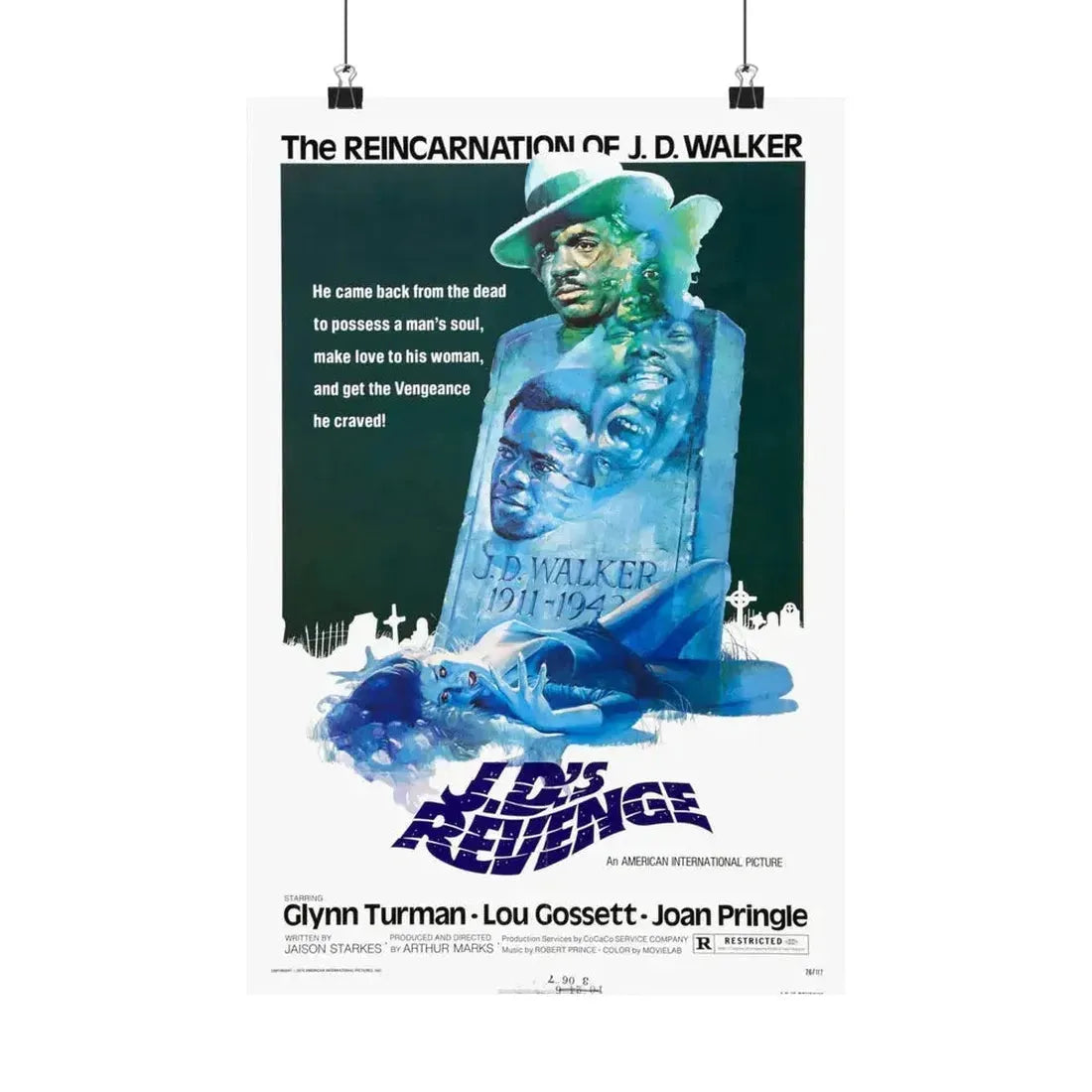 J.D.'S REVENGE 1976 - Paper Movie Poster 12″ x 18″ Matte - The Sticker Space