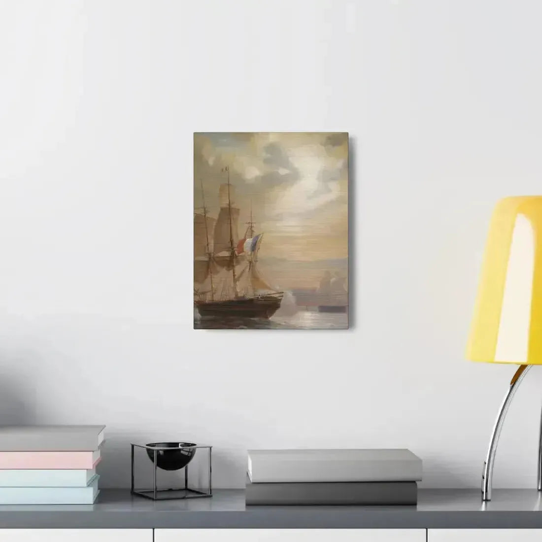 Jean-Antoine Theodore Gudin (1802-1880) Sailing Ships at Dusk - Canvas Wall Art - The Sticker Space