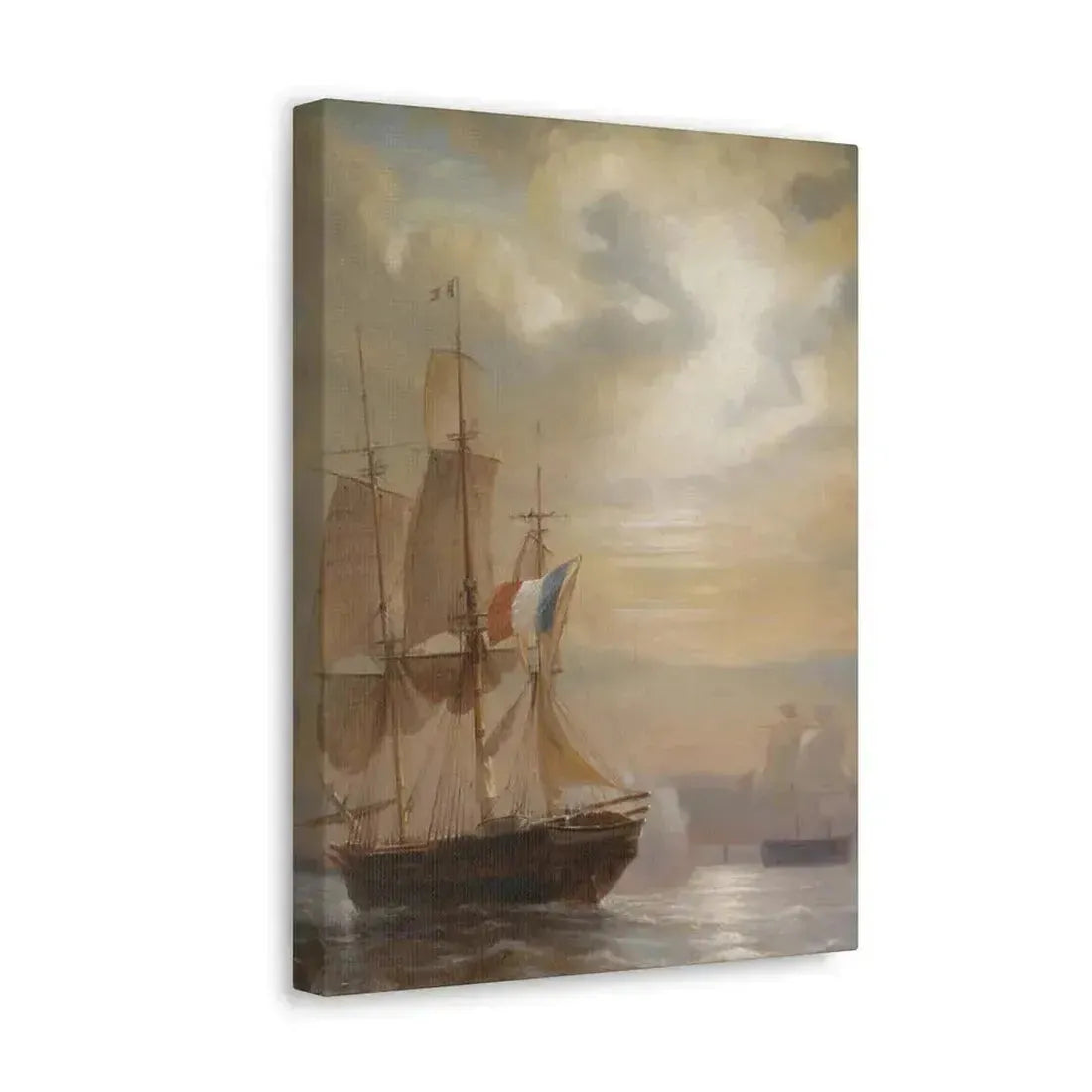 Jean-Antoine Theodore Gudin (1802-1880) Sailing Ships at Dusk - Canvas Wall Art - The Sticker Space