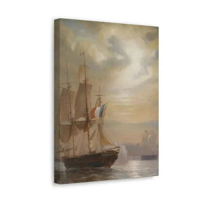 Jean-Antoine Theodore Gudin (1802-1880) Sailing Ships at Dusk - Canvas Wall Art - The Sticker Space