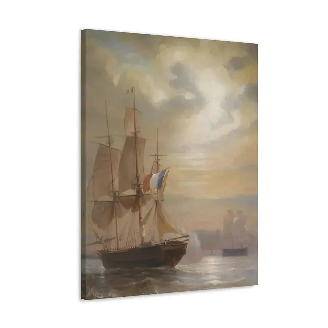 Jean-Antoine Theodore Gudin (1802-1880) Sailing Ships at Dusk - Canvas Wall Art - The Sticker Space