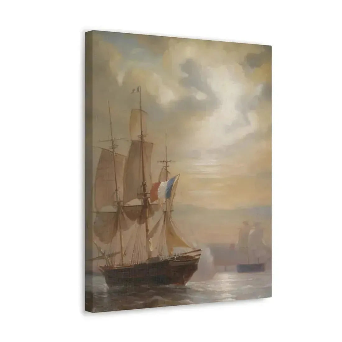 Jean-Antoine Theodore Gudin (1802-1880) Sailing Ships at Dusk - Canvas Wall Art - The Sticker Space