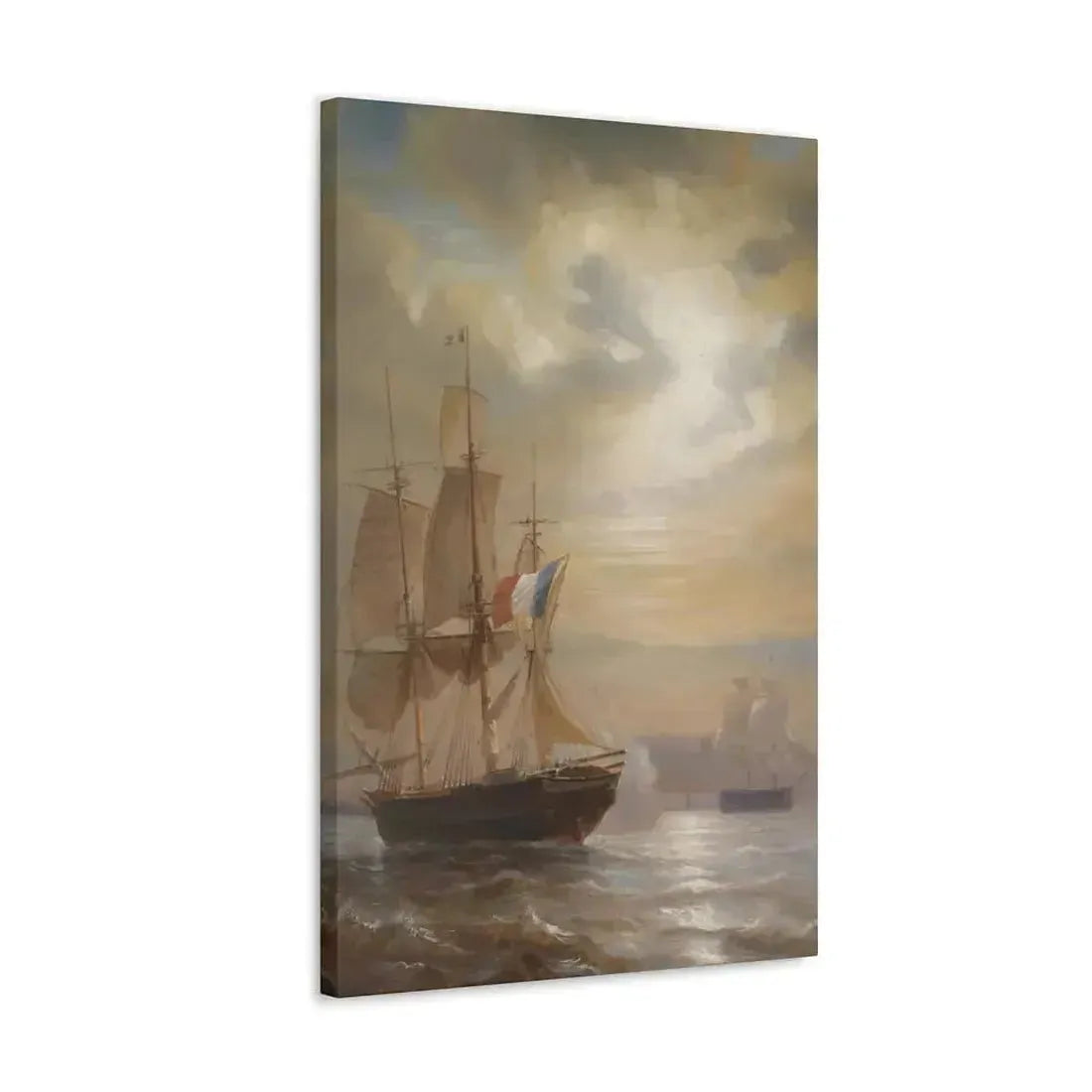 Jean-Antoine Theodore Gudin (1802-1880) Sailing Ships at Dusk - Canvas Wall Art - The Sticker Space