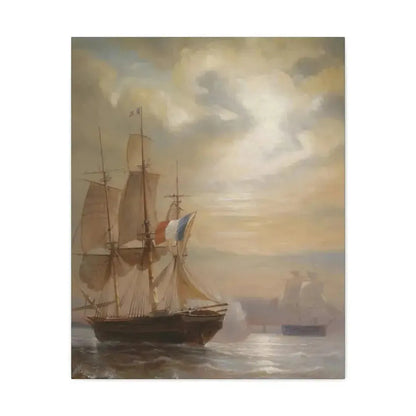 Jean-Antoine Theodore Gudin (1802-1880) Sailing Ships at Dusk - Canvas Wall Art - The Sticker Space