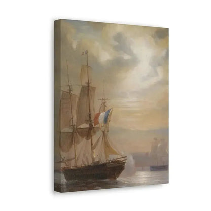 Jean-Antoine Theodore Gudin (1802-1880) Sailing Ships at Dusk - Canvas Wall Art - The Sticker Space