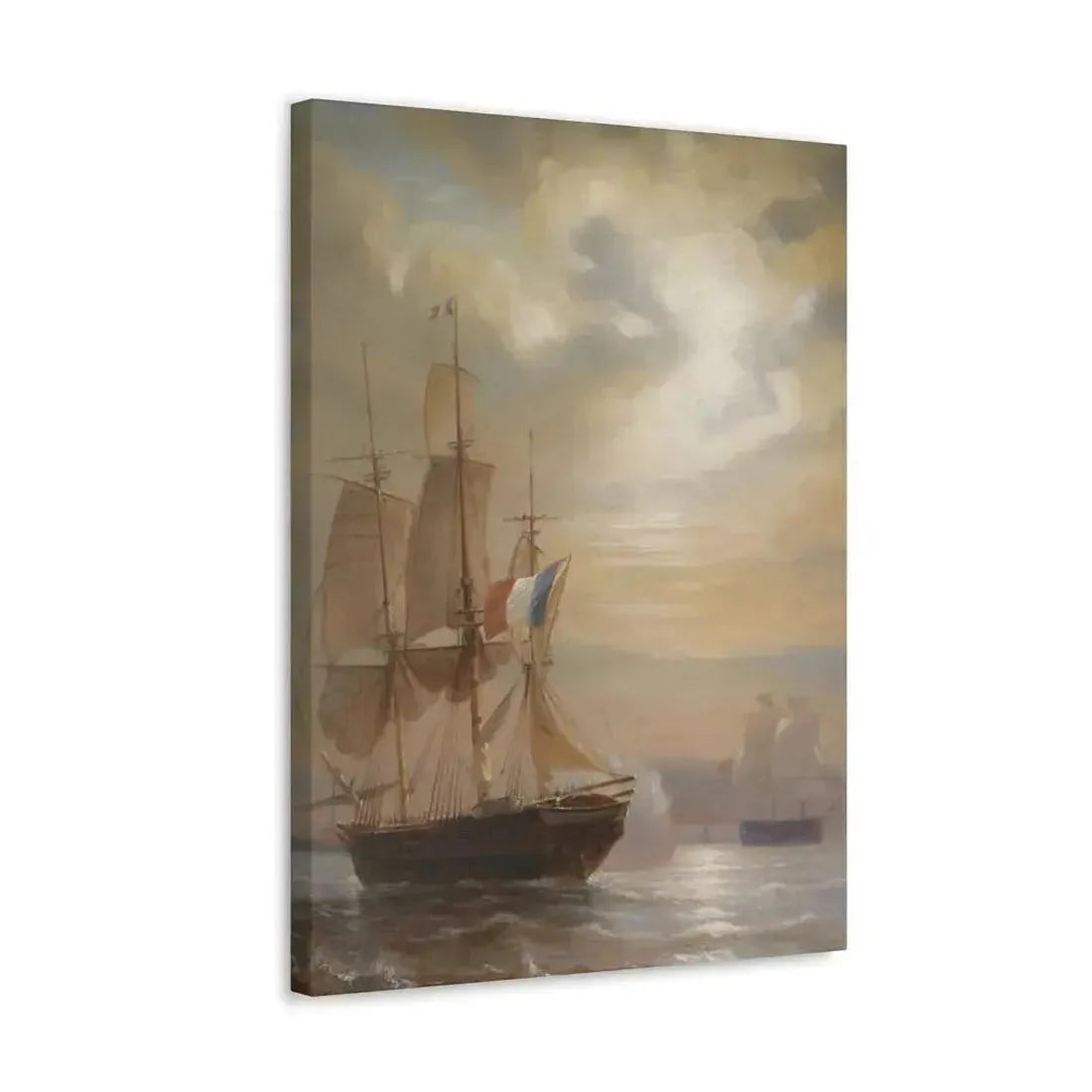 Jean-Antoine Theodore Gudin (1802-1880) Sailing Ships at Dusk - Canvas Wall Art - The Sticker Space