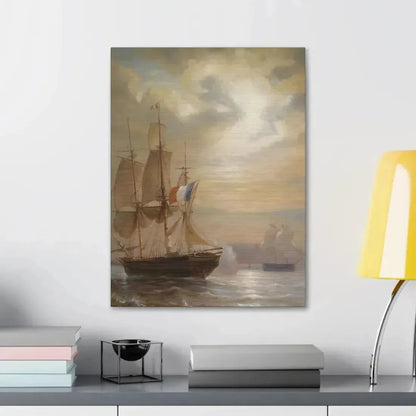 Jean-Antoine Theodore Gudin (1802-1880) Sailing Ships at Dusk - Canvas Wall Art - The Sticker Space