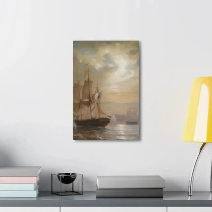 Jean-Antoine Theodore Gudin (1802-1880) Sailing Ships at Dusk - Canvas Wall Art - The Sticker Space