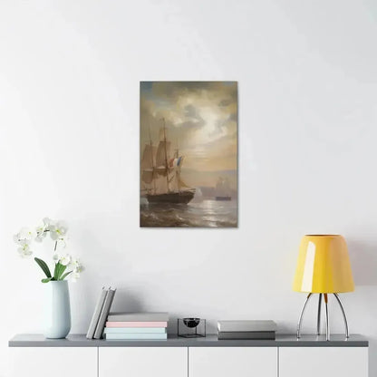 Jean-Antoine Theodore Gudin (1802-1880) Sailing Ships at Dusk - Canvas Wall Art - The Sticker Space