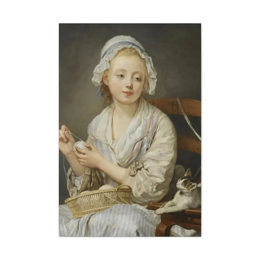 Jean-Baptiste Greuze (1725-1805) The Wool Winder c1759 - Canvas Wall Art - The Sticker Space