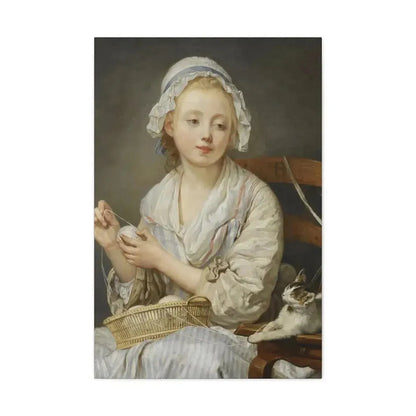 Jean-Baptiste Greuze (1725-1805) The Wool Winder c1759 - Canvas Wall Art - The Sticker Space