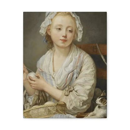 Jean-Baptiste Greuze (1725-1805) The Wool Winder c1759 - Canvas Wall Art - The Sticker Space
