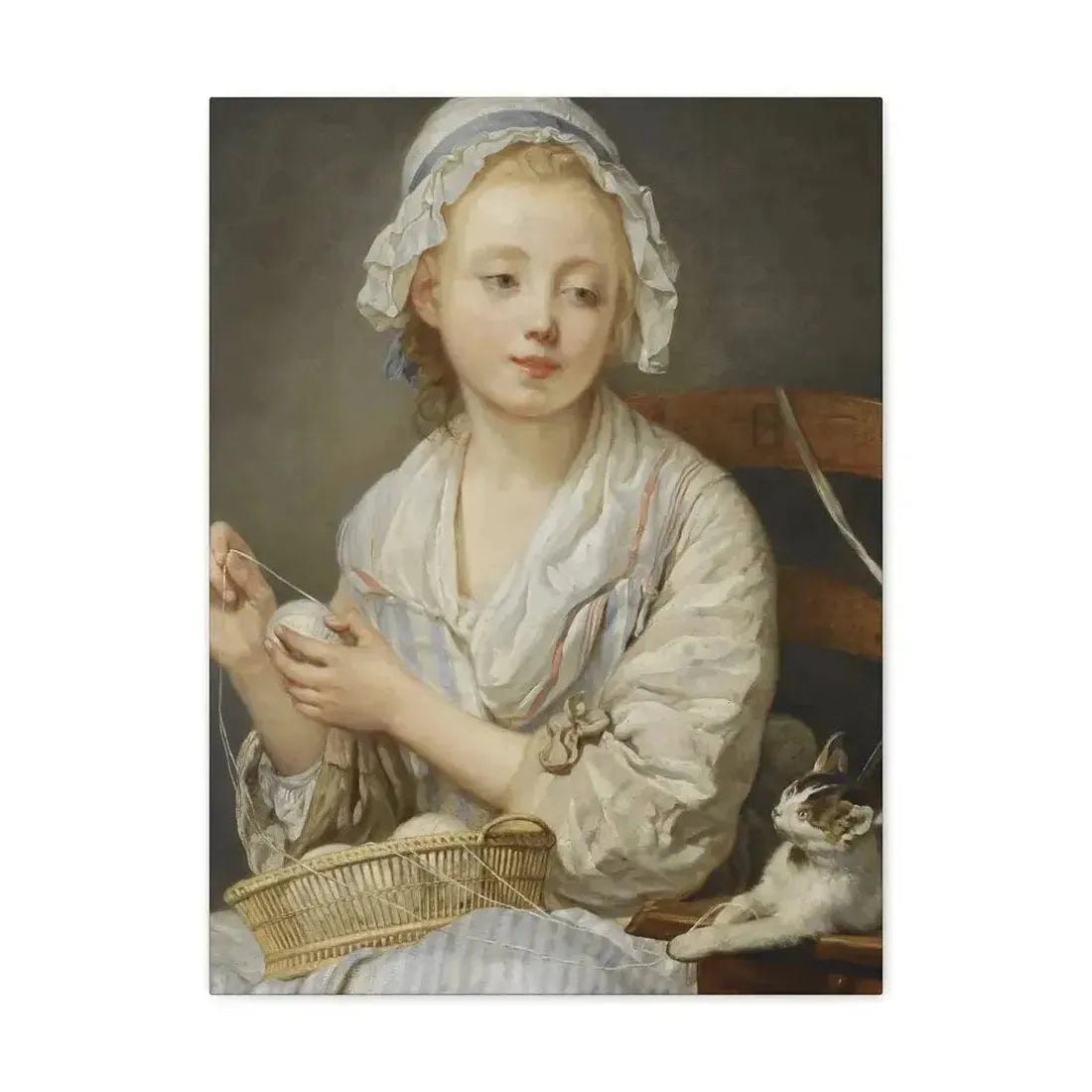 Jean-Baptiste Greuze (1725-1805) The Wool Winder c1759 - Canvas Wall Art - The Sticker Space