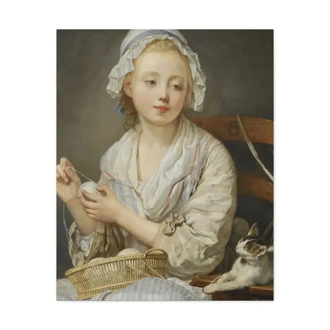 Jean-Baptiste Greuze (1725-1805) The Wool Winder c1759 - Canvas Wall Art - The Sticker Space