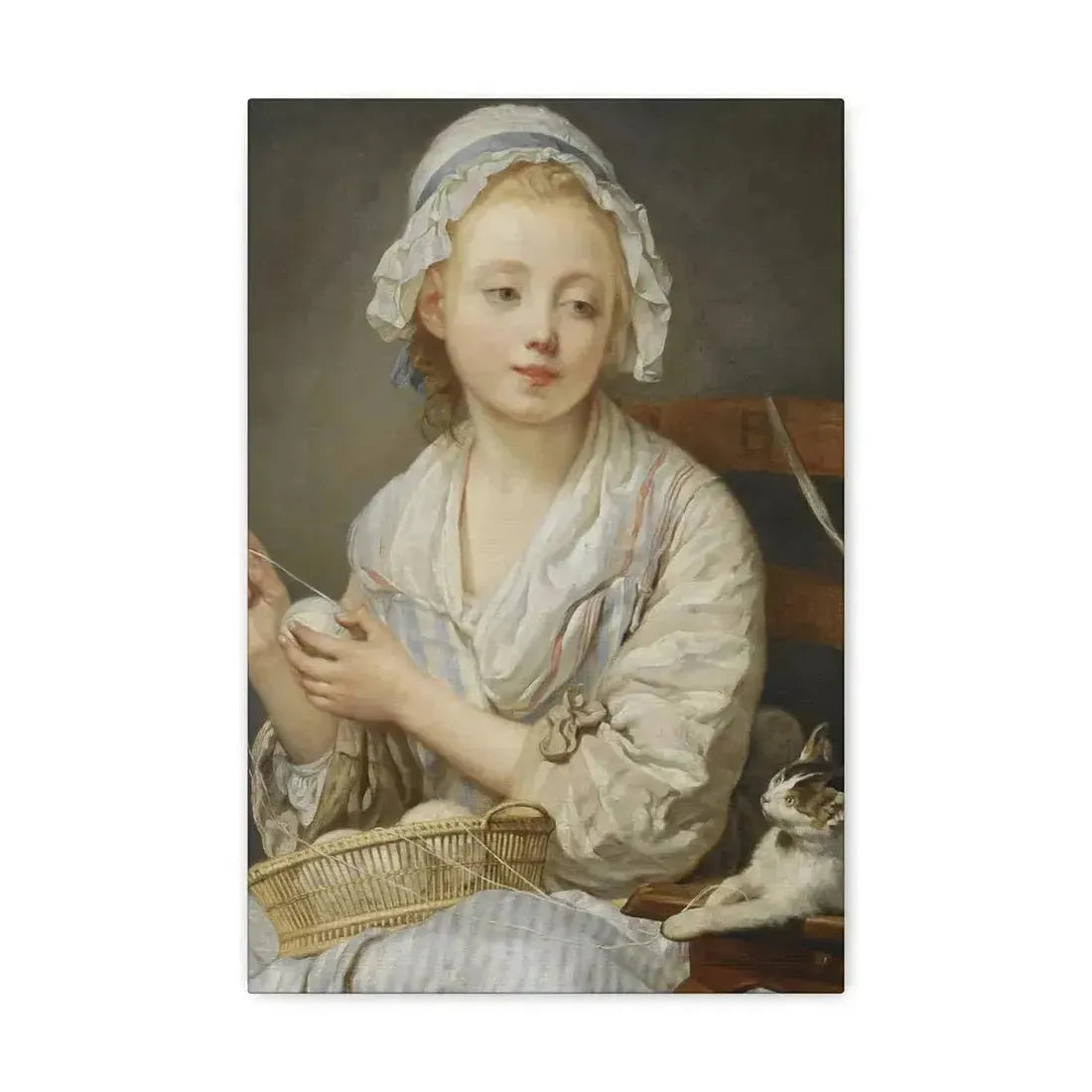 Jean-Baptiste Greuze (1725-1805) The Wool Winder c1759 - Canvas Wall Art - The Sticker Space