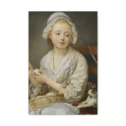 Jean-Baptiste Greuze (1725-1805) The Wool Winder c1759 - Canvas Wall Art - The Sticker Space