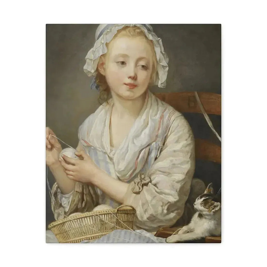 Jean-Baptiste Greuze (1725-1805) The Wool Winder c1759 - Canvas Wall Art - The Sticker Space
