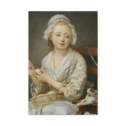 Jean-Baptiste Greuze (1725-1805) The Wool Winder c1759 - Canvas Wall Art - The Sticker Space