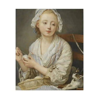 Jean-Baptiste Greuze (1725-1805) The Wool Winder c1759 - Canvas Wall Art - The Sticker Space