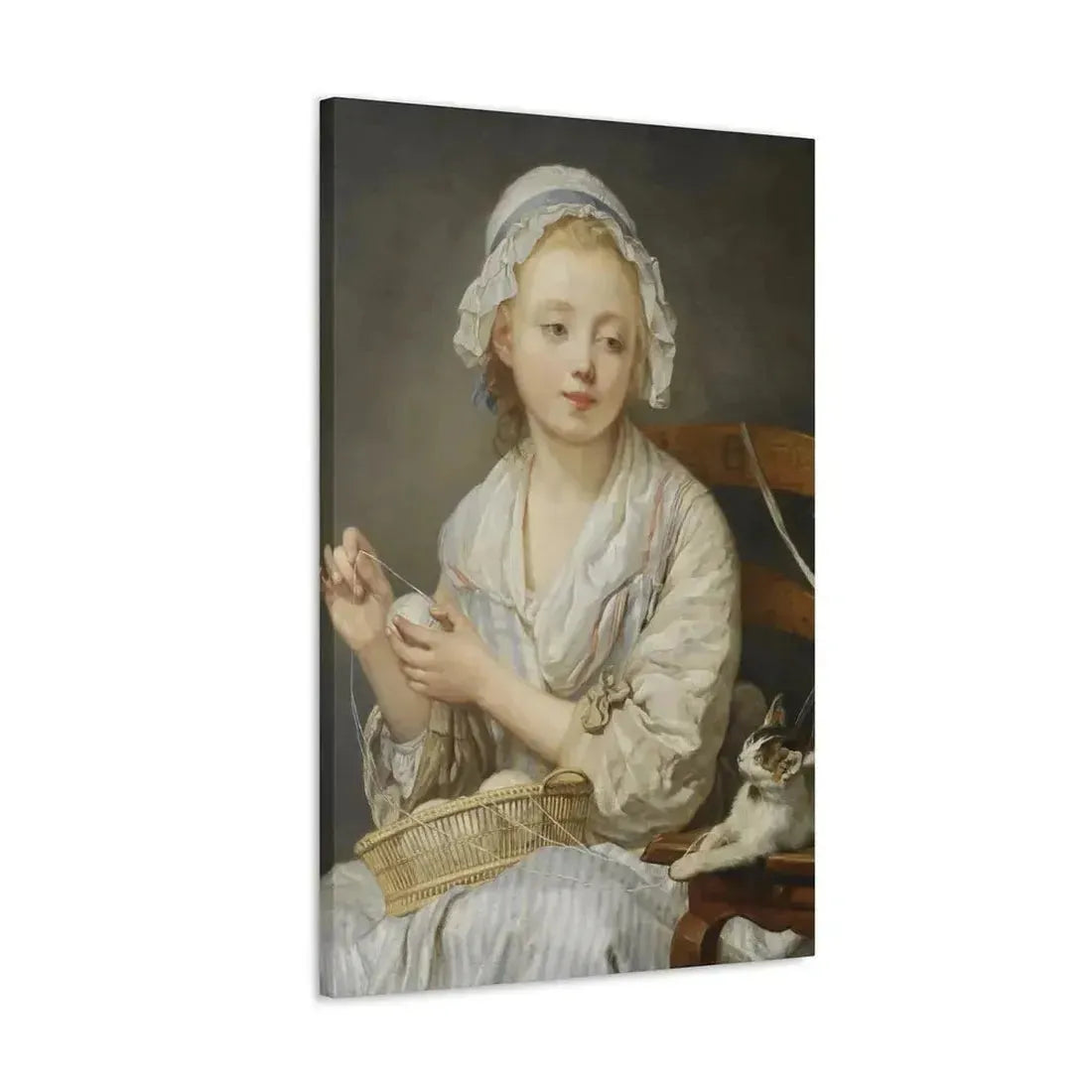 Jean-Baptiste Greuze (1725-1805) The Wool Winder c1759 - Canvas Wall Art - The Sticker Space