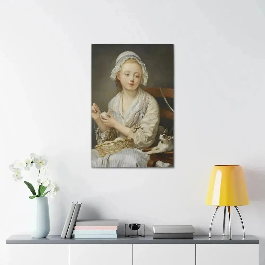 Jean-Baptiste Greuze (1725-1805) The Wool Winder c1759 - Canvas Wall Art - The Sticker Space