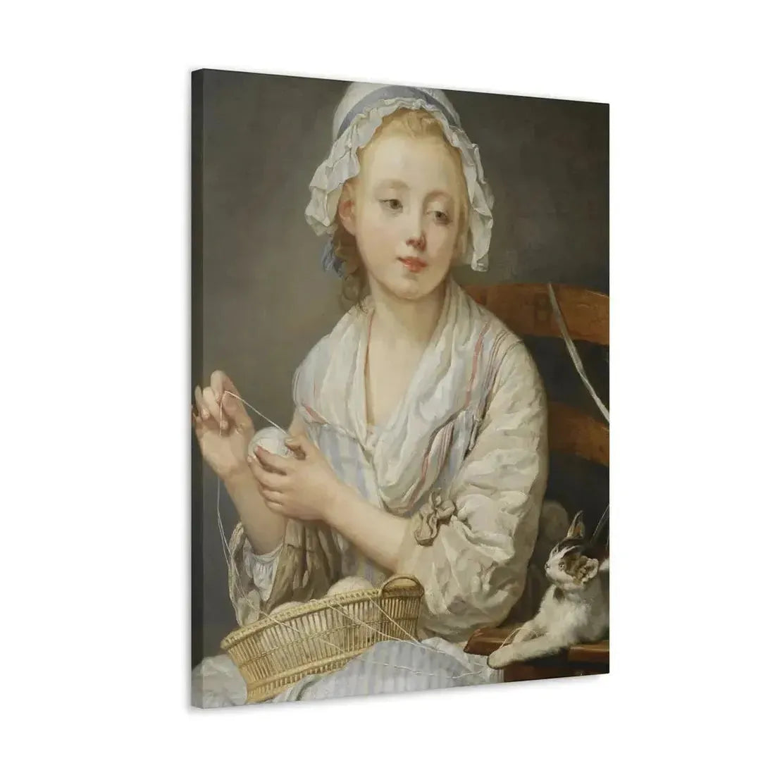 Jean-Baptiste Greuze (1725-1805) The Wool Winder c1759 - Canvas Wall Art - The Sticker Space