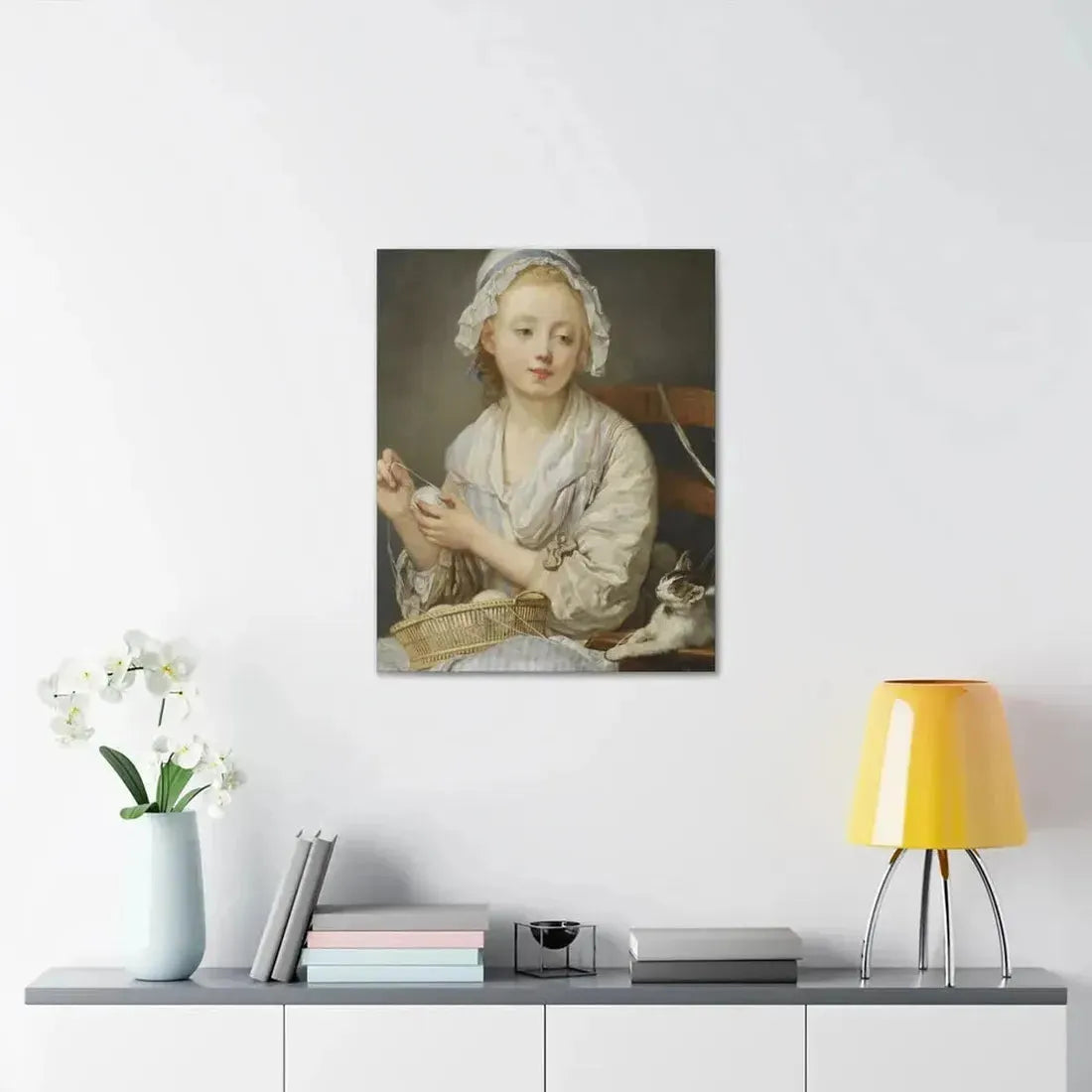 Jean-Baptiste Greuze (1725-1805) The Wool Winder c1759 - Canvas Wall Art - The Sticker Space