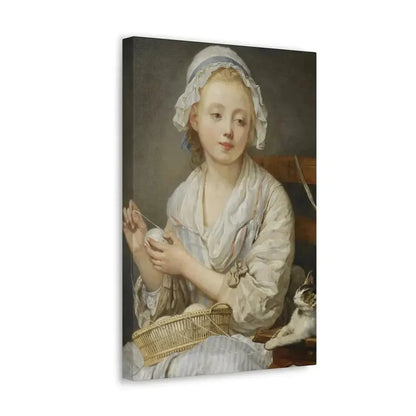 Jean-Baptiste Greuze (1725-1805) The Wool Winder c1759 - Canvas Wall Art - The Sticker Space