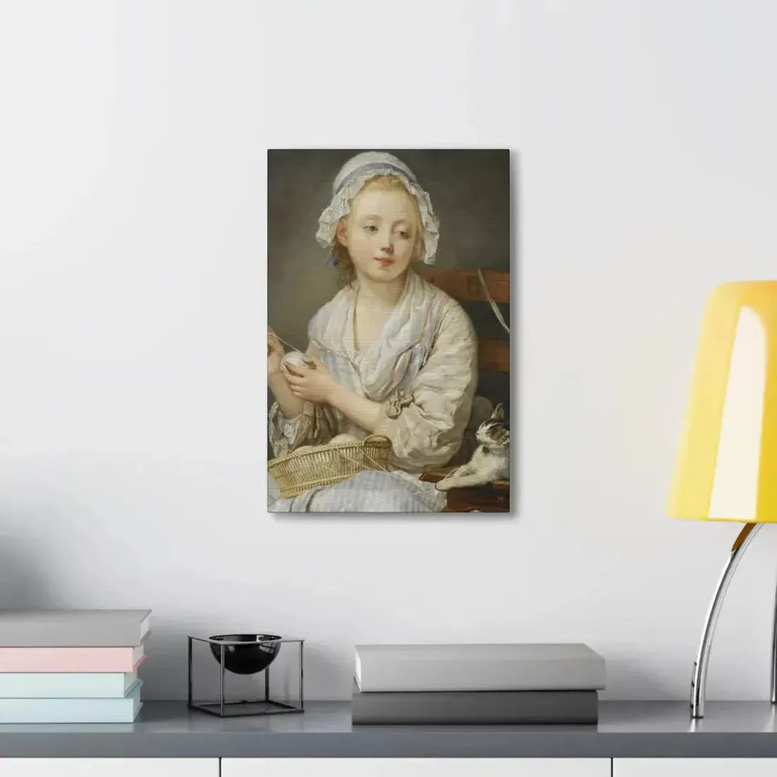 Jean-Baptiste Greuze (1725-1805) The Wool Winder c1759 - Canvas Wall Art - The Sticker Space