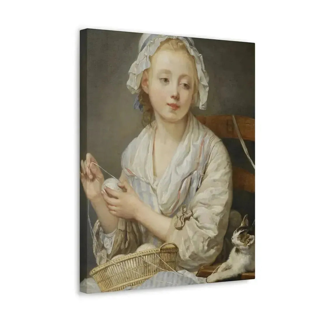 Jean-Baptiste Greuze (1725-1805) The Wool Winder c1759 - Canvas Wall Art - The Sticker Space