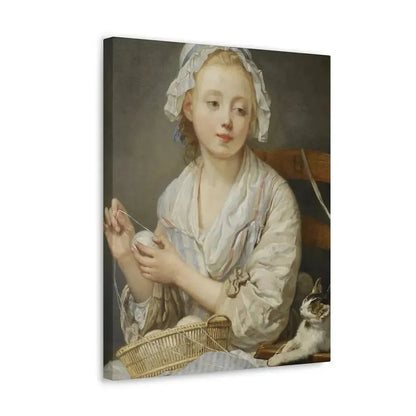 Jean-Baptiste Greuze (1725-1805) The Wool Winder c1759 - Canvas Wall Art - The Sticker Space
