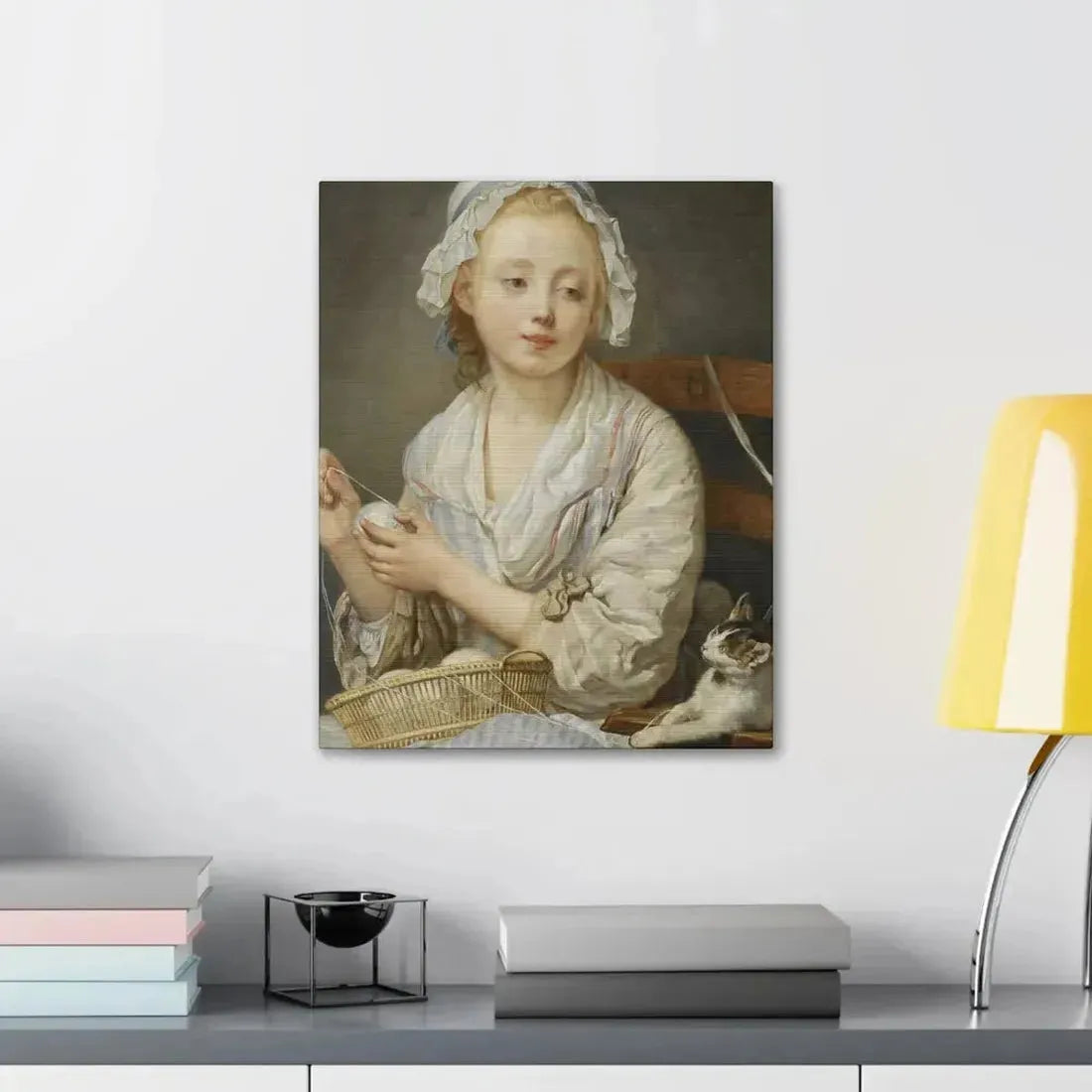 Jean-Baptiste Greuze (1725-1805) The Wool Winder c1759 - Canvas Wall Art - The Sticker Space