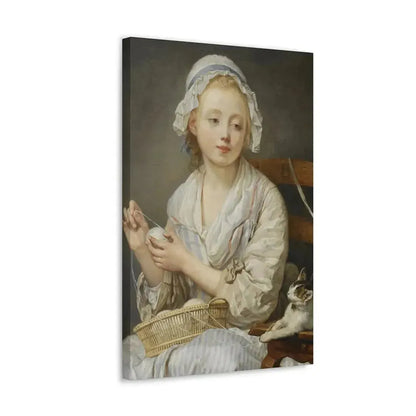 Jean-Baptiste Greuze (1725-1805) The Wool Winder c1759 - Canvas Wall Art - The Sticker Space