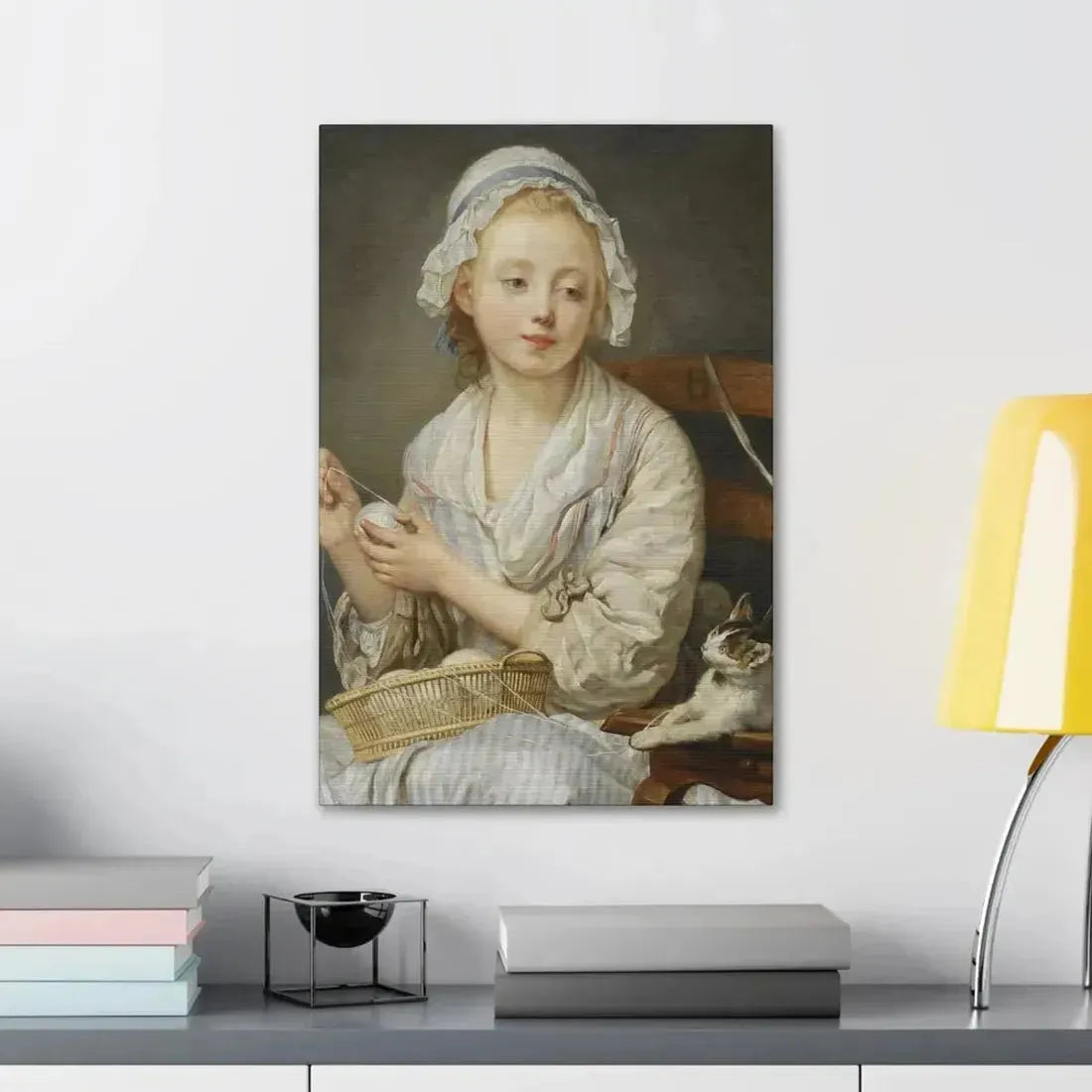 Jean-Baptiste Greuze (1725-1805) The Wool Winder c1759 - Canvas Wall Art - The Sticker Space