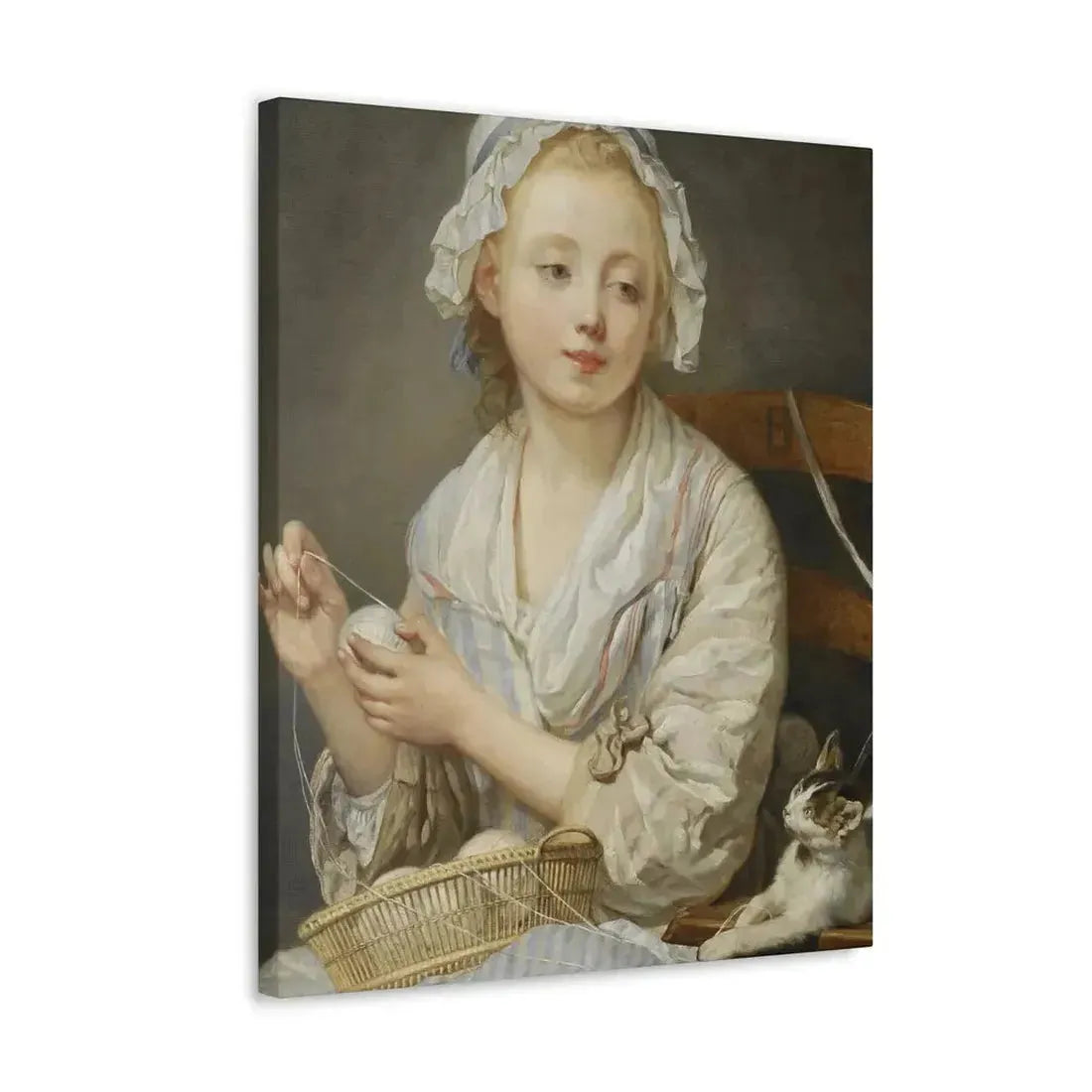 Jean-Baptiste Greuze (1725-1805) The Wool Winder c1759 - Canvas Wall Art - The Sticker Space