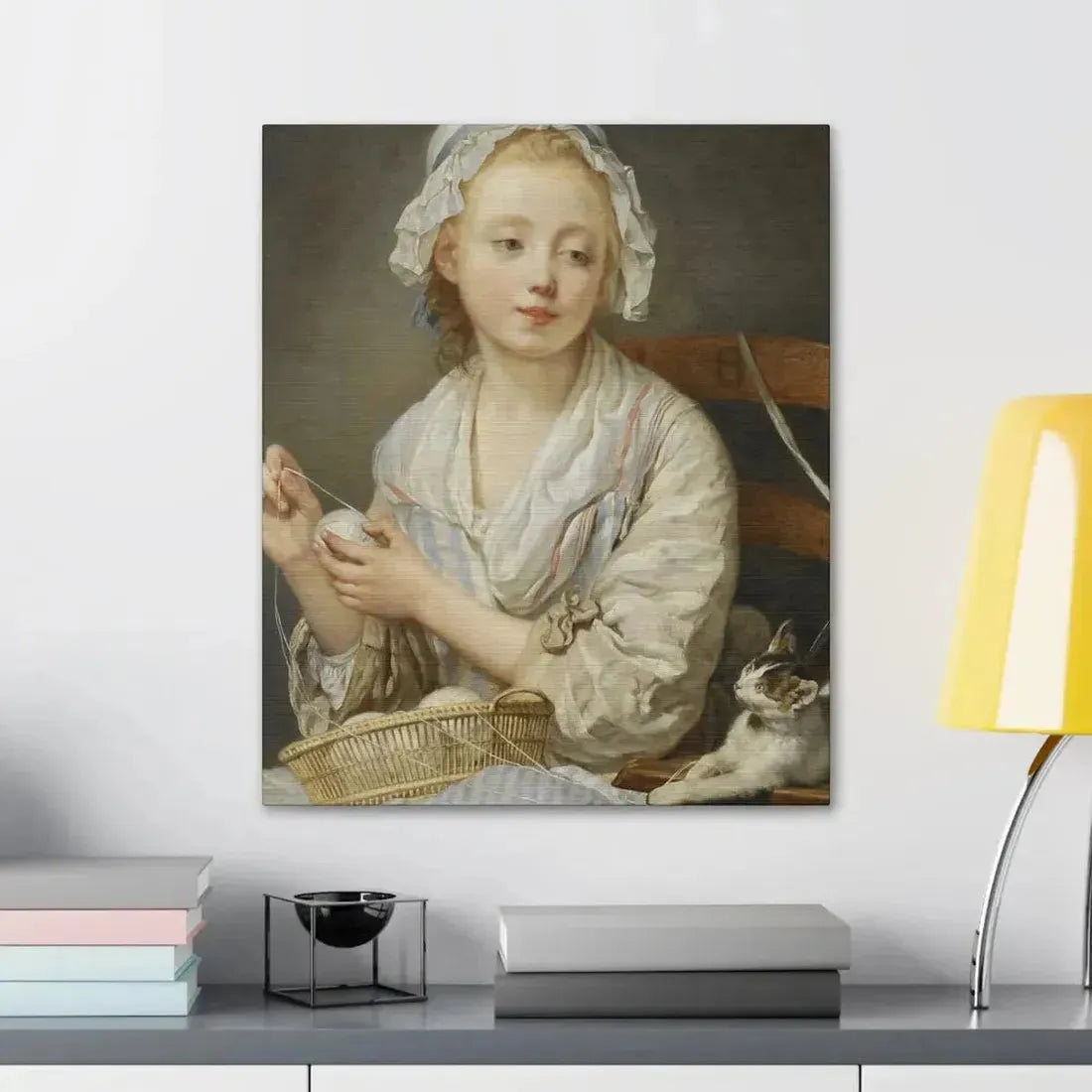 Jean-Baptiste Greuze (1725-1805) The Wool Winder c1759 - Canvas Wall Art - The Sticker Space