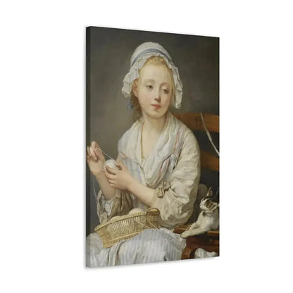 Jean-Baptiste Greuze (1725-1805) The Wool Winder c1759 - Canvas Wall Art - The Sticker Space