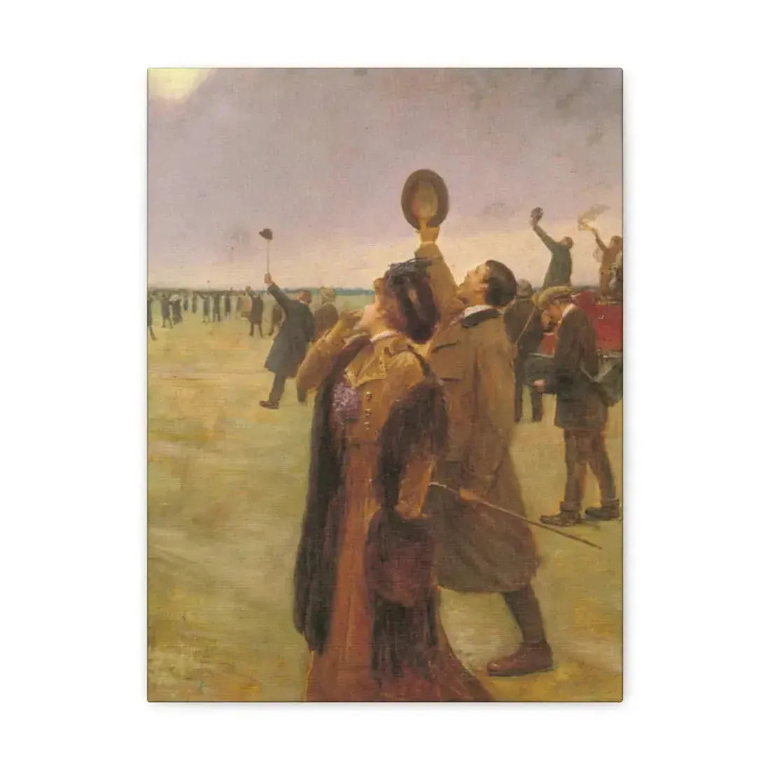 Jean Beraud (1849-1936) Envole d'un Biplan Type Wright - Canvas Wall Art 12″ x 16″ 1.25" - The Sticker Space