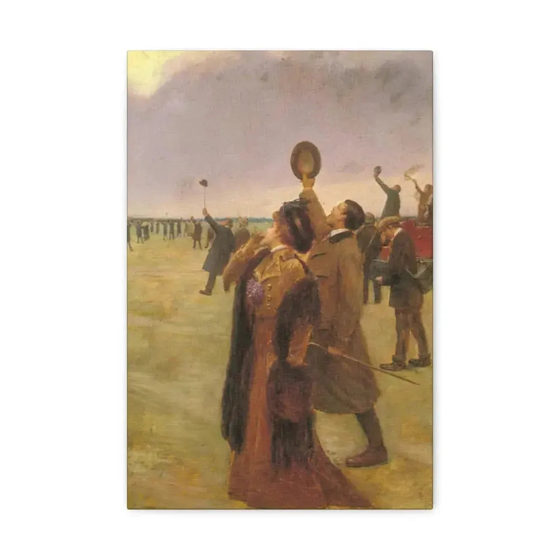 Jean Beraud (1849-1936) Envole d'un Biplan Type Wright - Canvas Wall Art 12" x 18" 1.25" - The Sticker Space