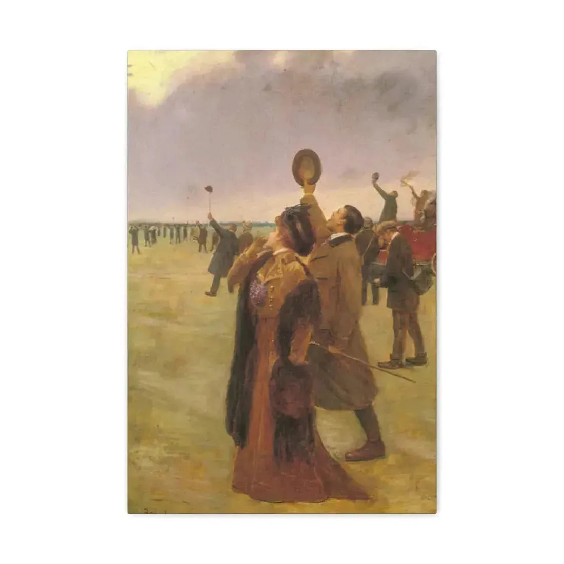 Jean Beraud (1849-1936) Envole d'un Biplan Type Wright - Canvas Wall Art 16″ x 24″ 1.25" - The Sticker Space