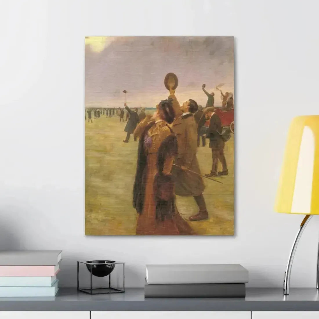 Jean Beraud (1849-1936) Envole d'un Biplan Type Wright - Canvas Wall Art - The Sticker Space