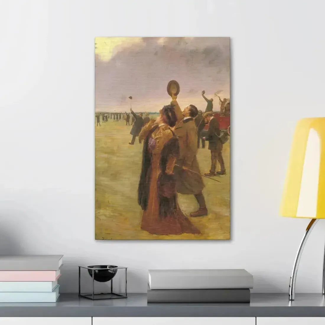 Jean Beraud (1849-1936) Envole d'un Biplan Type Wright - Canvas Wall Art - The Sticker Space