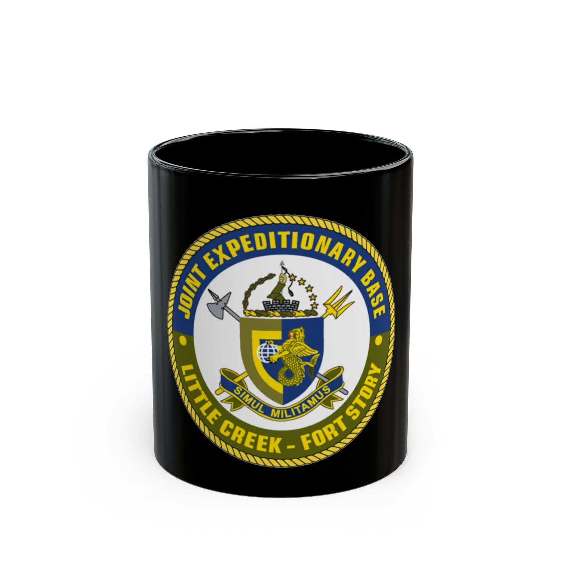 JEB Little Creek Fort Story (U.S. Navy) Black Coffee Mug-11oz-The Sticker Space