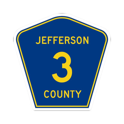 Jefferson County 3 (Florida) (Road Sign) STICKER Vinyl Kiss-Cut Decal 2 Inch White - The Sticker Space