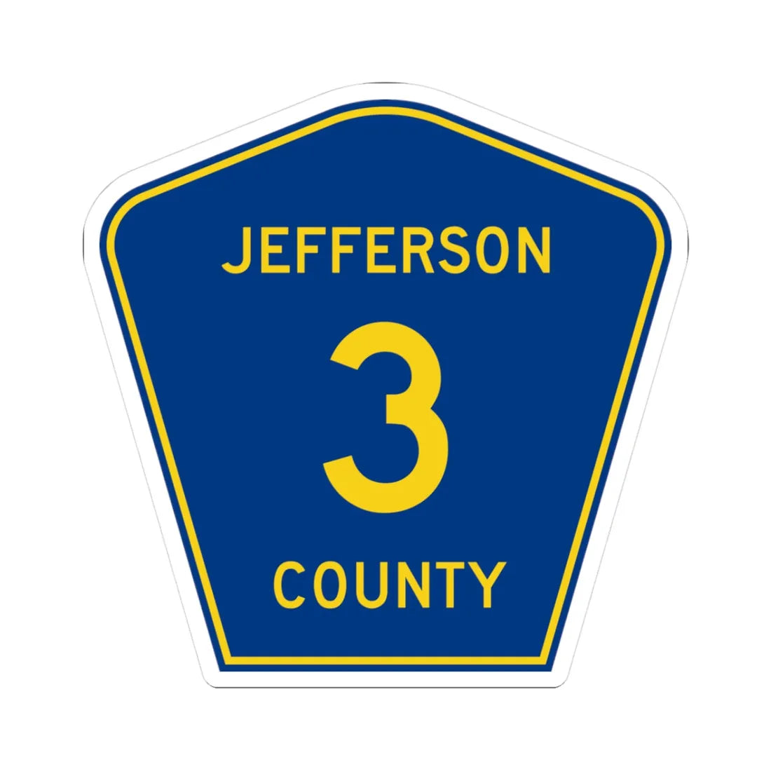 Jefferson County 3 (Florida) (Road Sign) STICKER Vinyl Kiss-Cut Decal 3 Inch White - The Sticker Space