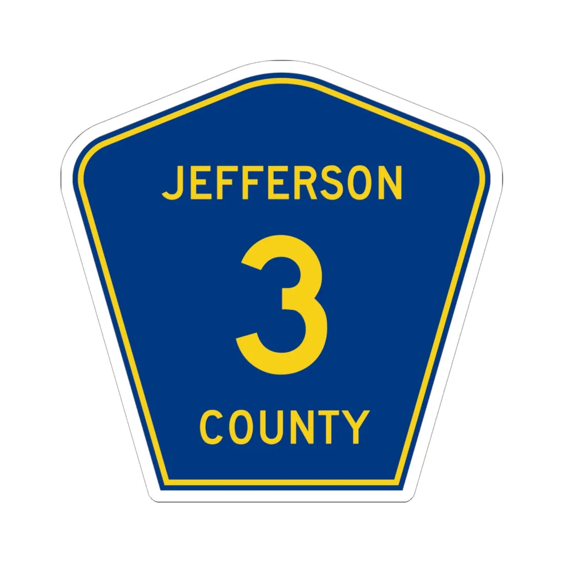 Jefferson County 3 (Florida) (Road Sign) STICKER Vinyl Kiss-Cut Decal 6 Inch White - The Sticker Space