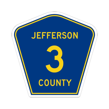 Jefferson County 3 (Florida) (Road Sign) STICKER Vinyl Kiss-Cut Decal 6 Inch White - The Sticker Space